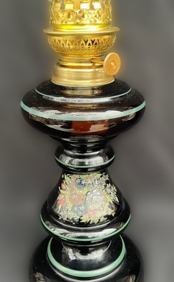 Lampe restaurée en pâte de verre noire