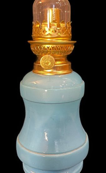 lampe à pétrole pâte de verre bleue