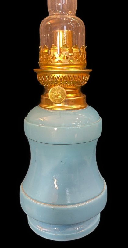 lampe à pétrole pâte de verre bleue